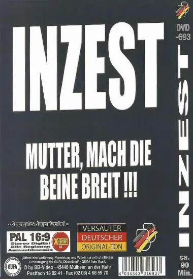 Inzest DVD-693 | BB-Video | DVD, Download, VOD(back cover)