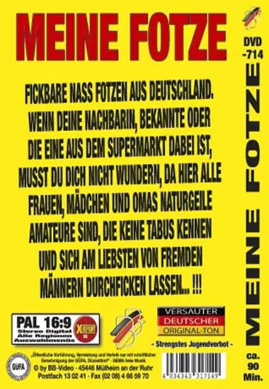 Meine Fotze DVD-714 | BB-Video | DVD, Download, VOD(back cover)