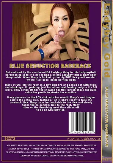 Blue Seduction Bareback | LADYBOY GOLD | DVD(back cover)