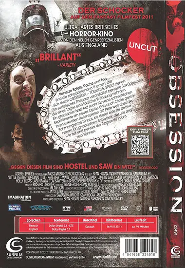 Obsession | Sunfilm Ent. | DVD(back cover)