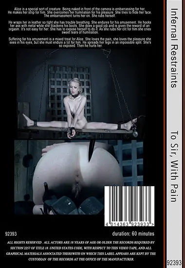 Infernal Restraints - To Sir, With Pain | Belrose | DVD(back cover)