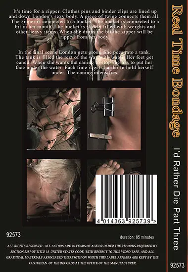 Real Time Bondage - Iand#180;D Rather Die Part Three | Belrose | DVD(back cover)