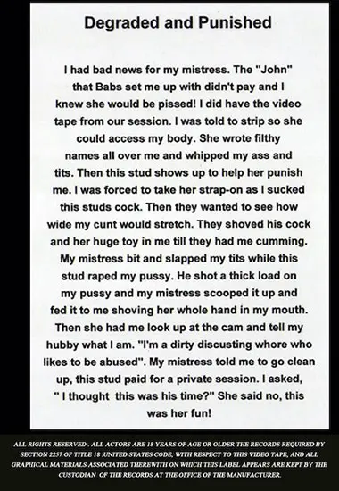 Babs Video - Degraded and Punished | Unknown(back cover)