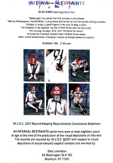 Bilbo Bimbo(Infernal Restraints) at sexvideoall.com(back cover)