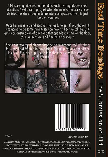Real Time Bondage - The Submission Of 314 | Belrose | DVD(back cover)