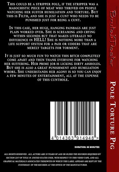 Brutal Master - Pole Torture Pig | Belrose | DVD(back cover)