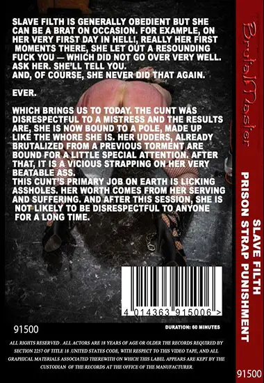 Brutal Master - Slave Filth Prison Strap Punishment | Belrose | DVD(back cover)