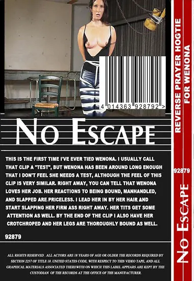 No Escape - Reverse Prayer Hogtie For Wenona | Belrose | DVD(back cover)
