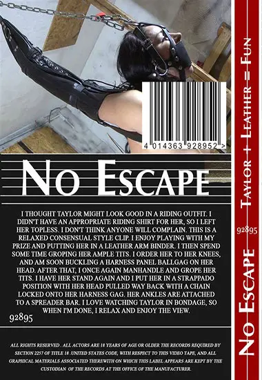 No Escape - Taylor + Leather = Fun | Belrose | DVD(back cover)