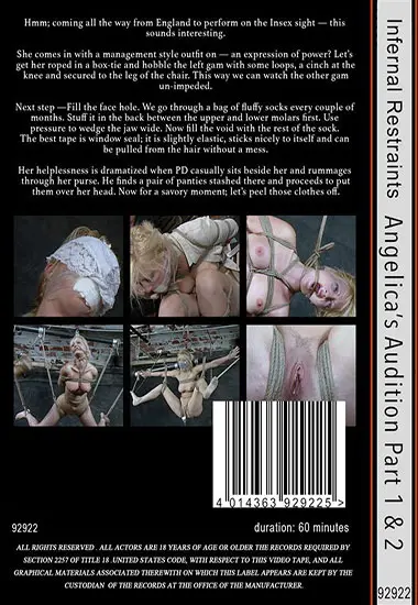 Infernal Restraints - Angelicaand#180;s Audition Part 1 andamp; 2 | Belrose | DVD(back cover)