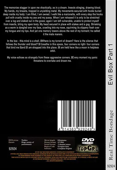 Real Time Bondage - Evil Box Part 1 | Belrose | DVD(back cover)