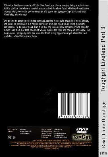 REAL TIME BONDAGE - Toughgirl Livefeed Part 3 | Belrose | DVD(back cover)
