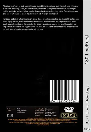 REAL TIME BONDAGE - 130 LiveFeed | Belrose | DVD(back cover)