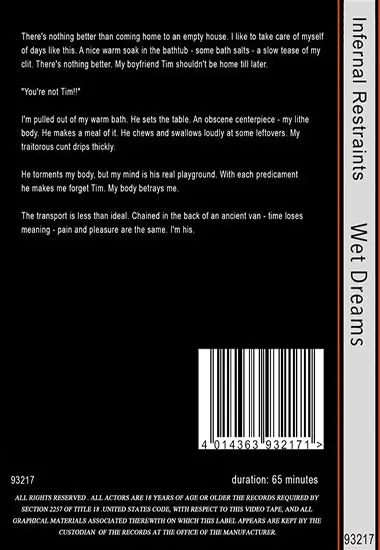 INFERNAL RESTRAINTS - Wet Dreams | Belrose | DVD(back cover)