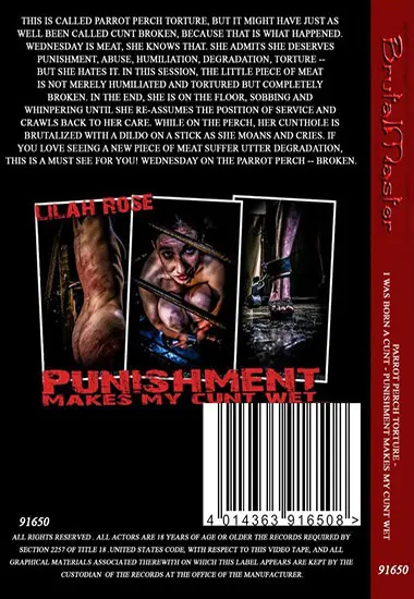 BRUTAL MASTER  - Parrot Perch Torture - I Was Born A Cunt - Punishment Makes My Cunt Wet | Belrose | DVD(back cover)