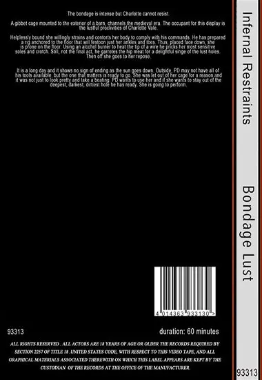 INFERNAL RESTRAINTS - Bondage Lust | Belrose | DVD(back cover)