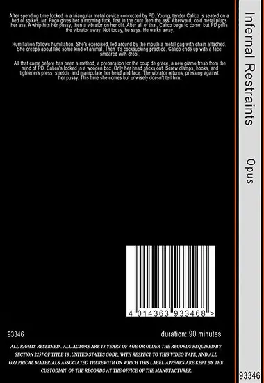 INFERNAL RESTRAINTS - Opus | Belrose | DVD(back cover)