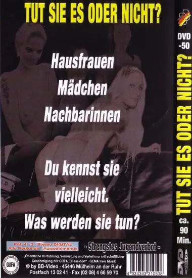 Tut SIE es, oder nicht? 100% PRIVAT | BB-Video | DVD, Download, VOD(back cover)
