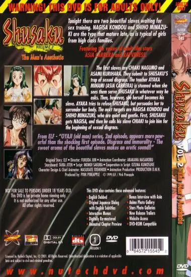 Shusaku Vol. 2 The Man’s Aesthetic | NuTech Digital | DVD(back cover)