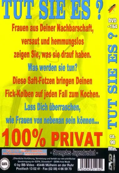 Tut Sie Es? DVD-164 | BB-Video | DVD, Download, VOD(back cover)