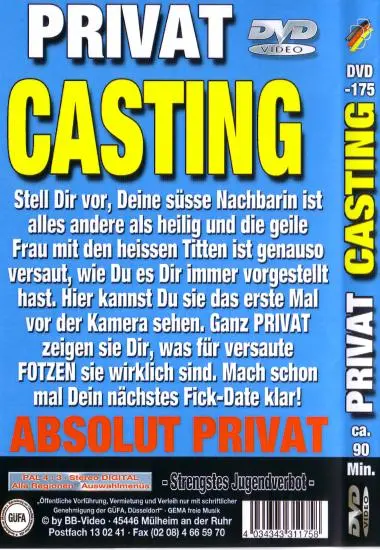 Privat Casting(DVD175) | BB-Video | DVD, Download, VOD(back cover)