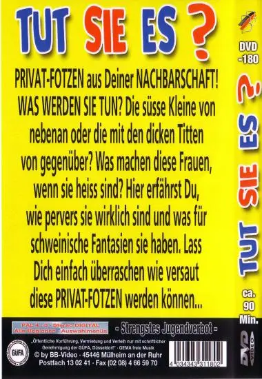 Tut Sie Es? DVD-180 | BB-Video | DVD, Download, VOD(back cover)