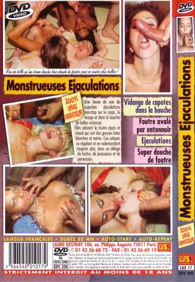 Monstrueuses Ejaculations | LAX | DVD(back cover)