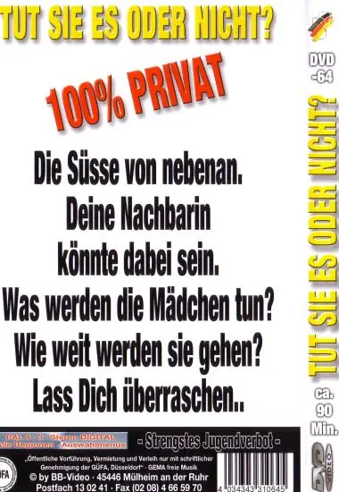 TUT SIE ES ODER NICHT? DVD-64 | BB-Video | DVD, Download, VOD(back cover)