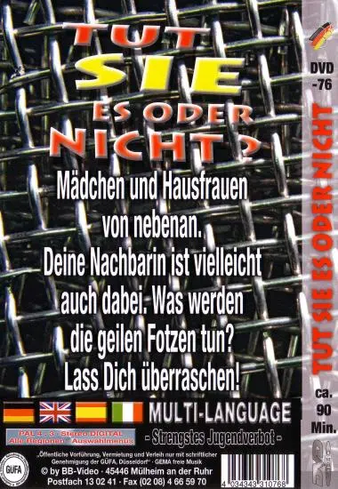 TUT SIE ES ODER NICHT? DVD-76 | BB-Video | DVD, Download, VOD(back cover)