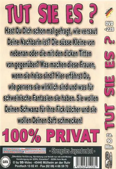 TUT SIE ES? DVD-228 | BB-Video | DVD, Download, VOD(back cover)