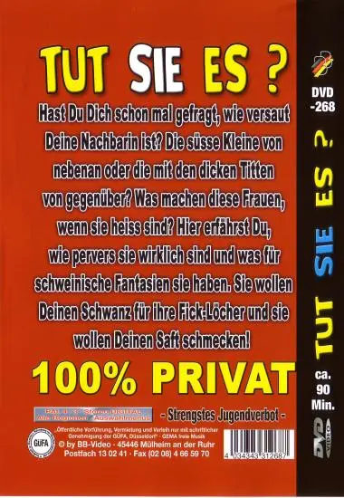 Tut sie es? DVD-268 | BB-Video | DVD, Download, VOD(back cover)