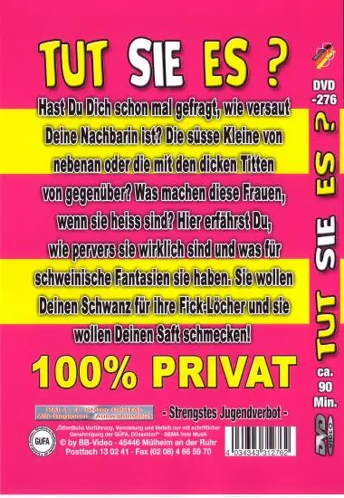 Tut sie es? DVD-276 | BB-Video | DVD, Download, VOD(back cover)