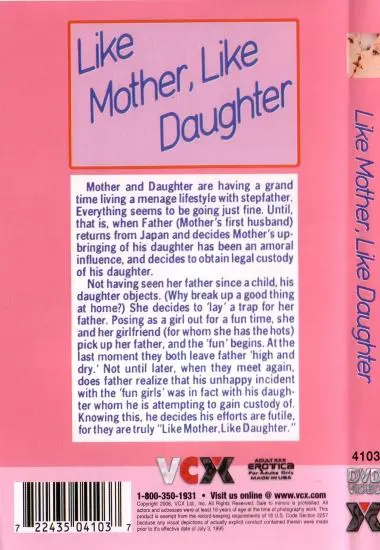 Like Mother, Like Daughter | VCX | DVD(back cover)