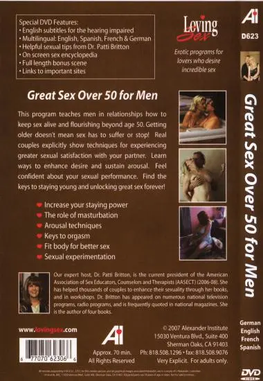 Great Sex Over 50 For Men 01 | Alexander Institute(back cover)