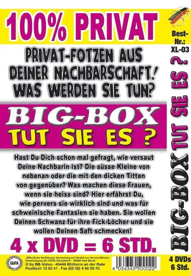 Big Box Tut Sie es? - Privat Fotzen aus Deiner Nachbarschaft | BB-Video | DVD(back cover)