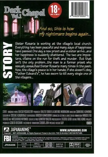 Dark Chapel Vol. 1 | JAPANANIME | DVD(back cover)