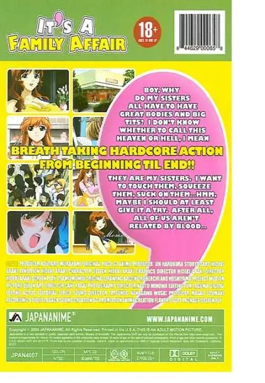 It's A Family Affair Vol. 1 | JAPANANIME | DVD(back cover)