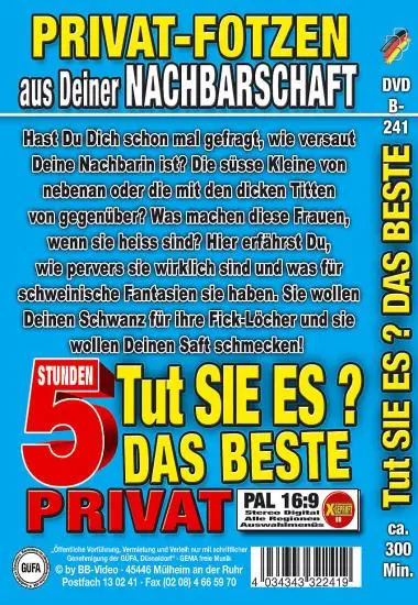 Tut Sie Es ? Das Beste | BB-Video | DVD(back cover)