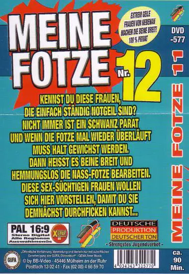 Meine Fotze Teil 12 | BB-Video | DVD, Download, 4K/HD, VOD(back cover)