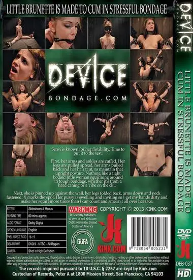 Little Brunette is Made to Cum in Stressful Bondage | Kink.com | DVD(back cover)