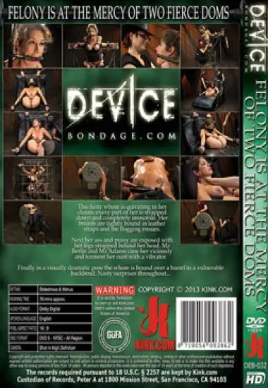 Felony is at the Mercy of Two Fierce Doms | Kink.com | DVD(back cover)