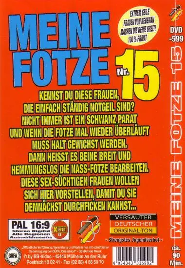 Meine Fotze Teil 15 | BB-Video | DVD, Download, 4K/HD, VOD(back cover)
