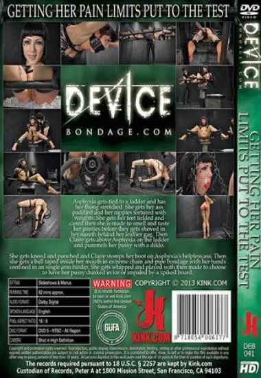 Getting her Pain Limits Put to the Test | Kink.com | DVD(back cover)