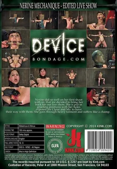 Nerine Mechanique - Edited Live Show(Kink.com)(back cover)