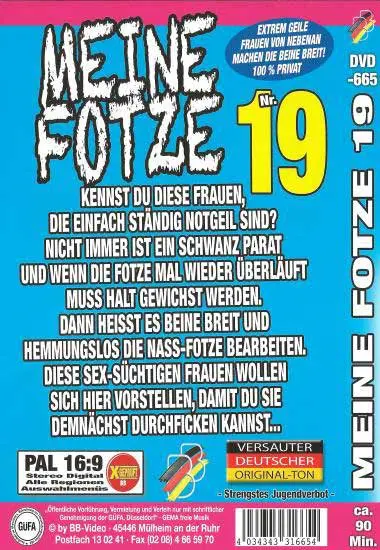 Meine Fotze 19 | BB-Video | DVD, Download, VOD(back cover)
