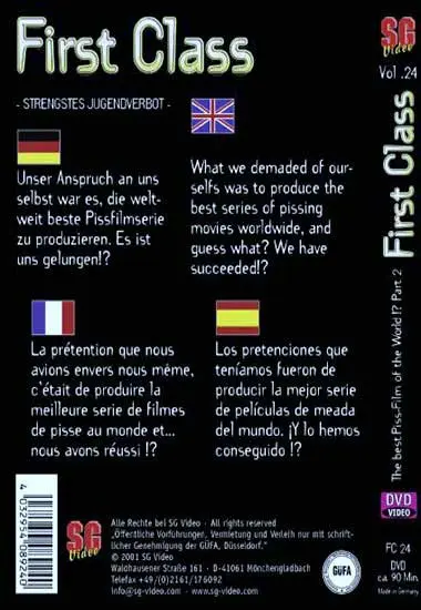 First Class 24 - The best Piss-Film of  Teil 2 | SG-Video | DVD(back cover)
