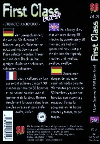 First Class 25 - 1 Liter Sperma and 150   Liter Urin ! | SG-Video | DVD(back cover)