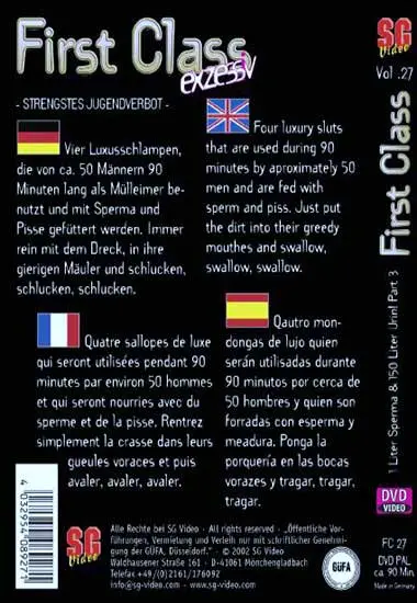 First Class 27 - 1 Liter Sperma andamp; 150 Liter Urin!Teil 3(SG-Video)(back cover)