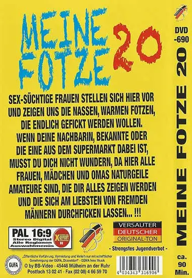 Meine Fotze 20 | BB-Video | DVD(back cover)